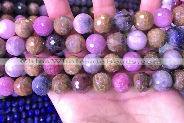CRZ1145 15.5 inches 12mm faceted round ruby sapphire beads