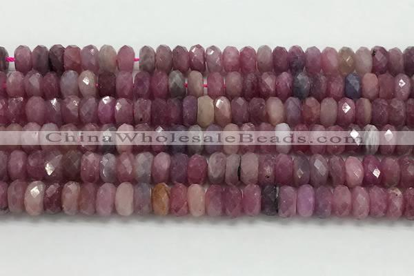 CRZ1153 15.5 inches 4*8mm faceted rondelle natural ruby beads