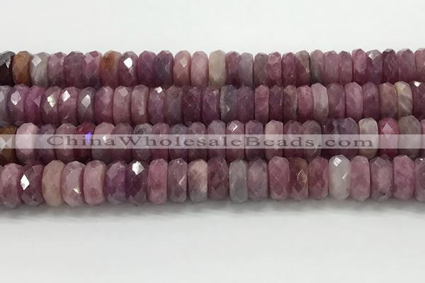 CRZ1155 15.5 inches 5*12mm faceted rondelle natural ruby beads