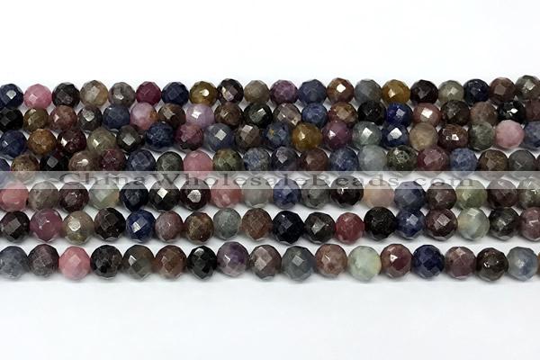 CRZ1169 15 inches 6mm faceted round ruby sapphire beads