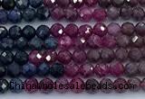 CRZ1200 15 inches 3mm faceted round ruby sapphire beads