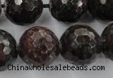 CRZ208 15.5 inches 20mm faceted round ruby zoisite gemstone beads