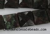 CRZ235 15.5 inches 15*15mm faceted square ruby zoisite gemstone beads