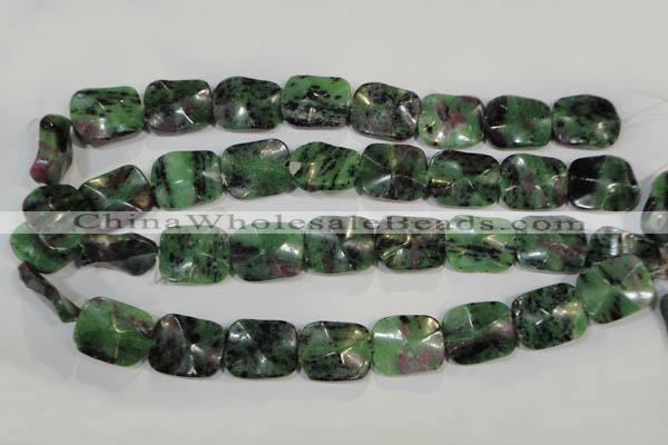CRZ495 15.5 inches 18*22mm wavy rectangle ruby zoisite gemstone beads