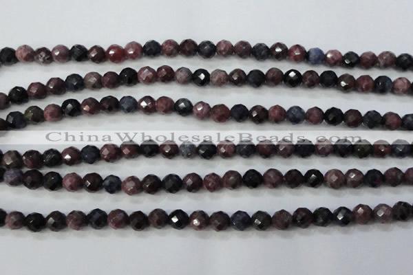 CRZ511 15.5 inches 6mm faceted round natural ruby sapphire beads