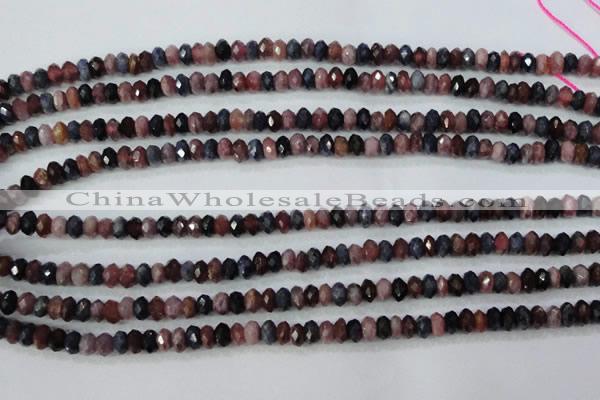 CRZ521 15.5 inches 3*4mm faceted rondelle natural ruby sapphire beads