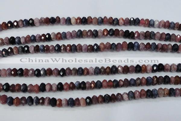 CRZ522 15.5 inches 4*6mm faceted rondelle natural ruby sapphire beads