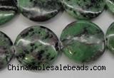 CRZ57 15.5 inches 22mm flat round ruby zoisite gemstone beads