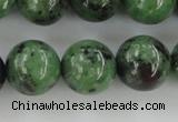 CRZ725 15.5 inches 14mm round ruby zoisite gemstone beads