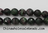 CRZ740 15.5 inches 9mm faceted round ruby zoisite gemstone beads