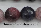 CRZ884 15.5 inches 12mm faceted round natural ruby sapphire beads
