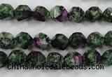 CRZ902 15.5 inches 8mm faceted nuggets Chinese ruby zoisite beads