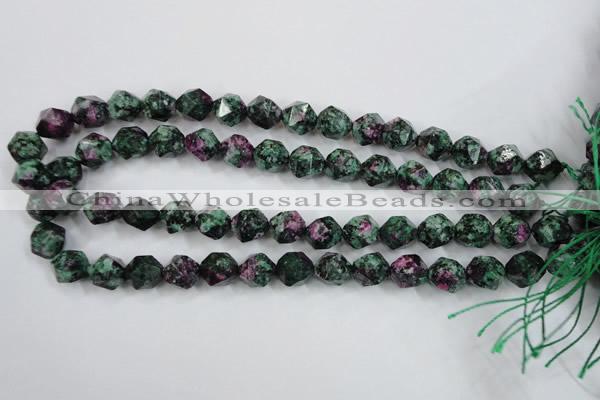 CRZ903 15.5 inches 10mm faceted nuggets Chinese ruby zoisite beads