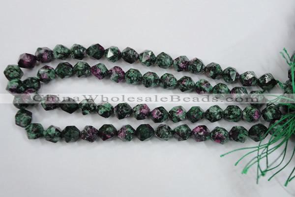 CRZ904 15.5 inches 12mm faceted nuggets Chinese ruby zoisite beads