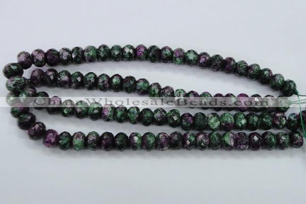 CRZ913 15.5 inches 10*14mm faceted rondelle Chinese ruby zoisite beads