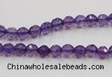 CSA12 15.5 inches 4mm faceted round synthetic amethyst beads