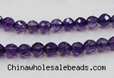 CSA14 15.5 inches 6mm faceted round synthetic amethyst beads