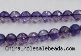 CSA15 15.5 inches 7mm faceted round synthetic amethyst beads