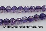 CSA15 15.5 inches 7mm faceted round synthetic amethyst beads