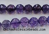 CSA17 15.5 inches 10mm faceted round synthetic amethyst beads