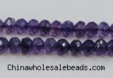 CSA20 15.5 inches 6*8mm faceted rondelle synthetic amethyst beads