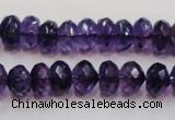 CSA22 15.5 inches 7*12mm faceted rondelle synthetic amethyst beads