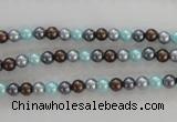 CSB1000 15.5 inches 4mm round mixed color shell pearl beads