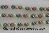 CSB1001 15.5 inches 4mm round mixed color shell pearl beads