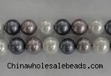 CSB1030 15.5 inches 8mm round mixed color shell pearl beads