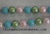 CSB1034 15.5 inches 8mm round mixed color shell pearl beads