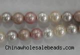 CSB1035 15.5 inches 8mm round mixed color shell pearl beads