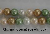 CSB1043 15.5 inches 8mm round mixed color shell pearl beads