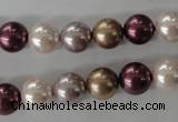 CSB1059 15.5 inches 10mm round mixed color shell pearl beads