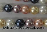 CSB1067 15.5 inches 10mm round mixed color shell pearl beads