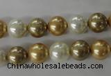 CSB1068 15.5 inches 10mm round mixed color shell pearl beads