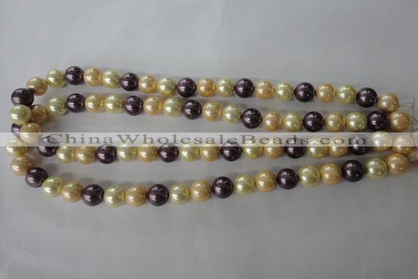 CSB1072 15.5 inches 10mm round mixed color shell pearl beads