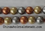 CSB1074 15.5 inches 10mm round mixed color shell pearl beads