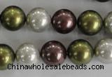 CSB1081 15.5 inches 12mm round mixed color shell pearl beads