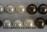 CSB1083 15.5 inches 12mm round mixed color shell pearl beads