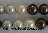 CSB1083 15.5 inches 12mm round mixed color shell pearl beads