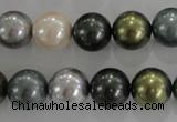 CSB1086 15.5 inches 12mm round mixed color shell pearl beads