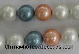 CSB1095 15.5 inches 12mm round mixed color shell pearl beads