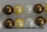 CSB1099 15.5 inches 12mm round mixed color shell pearl beads