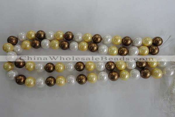 CSB1099 15.5 inches 12mm round mixed color shell pearl beads