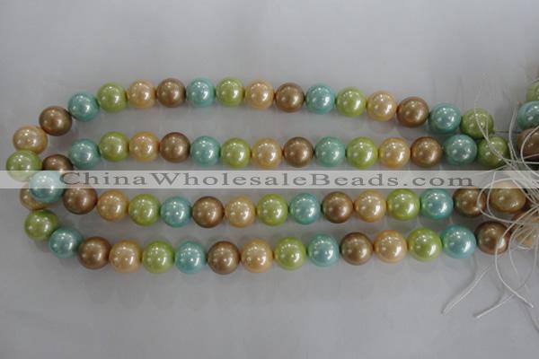 CSB1103 15.5 inches 12mm round mixed color shell pearl beads