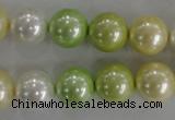 CSB1104 15.5 inches 12mm round mixed color shell pearl beads