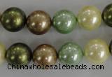 CSB1107 15.5 inches 12mm round mixed color shell pearl beads