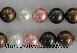 CSB1111 15.5 inches 12mm round mixed color shell pearl beads