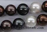 CSB1120 15.5 inches 14mm round mixed color shell pearl beads