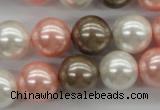 CSB1137 15.5 inches 14mm round mixed color shell pearl beads